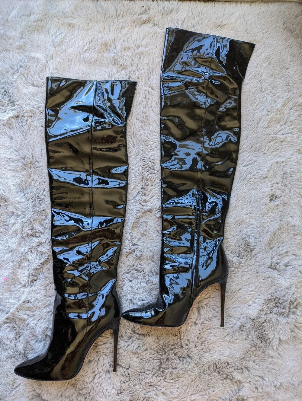 AQUAZZURA Alma Patent Leather Over Knee High 105 Boots Size 39